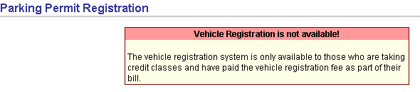 Vehicle Registration is not available