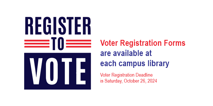 Voter registration forms availablein libraries and online.