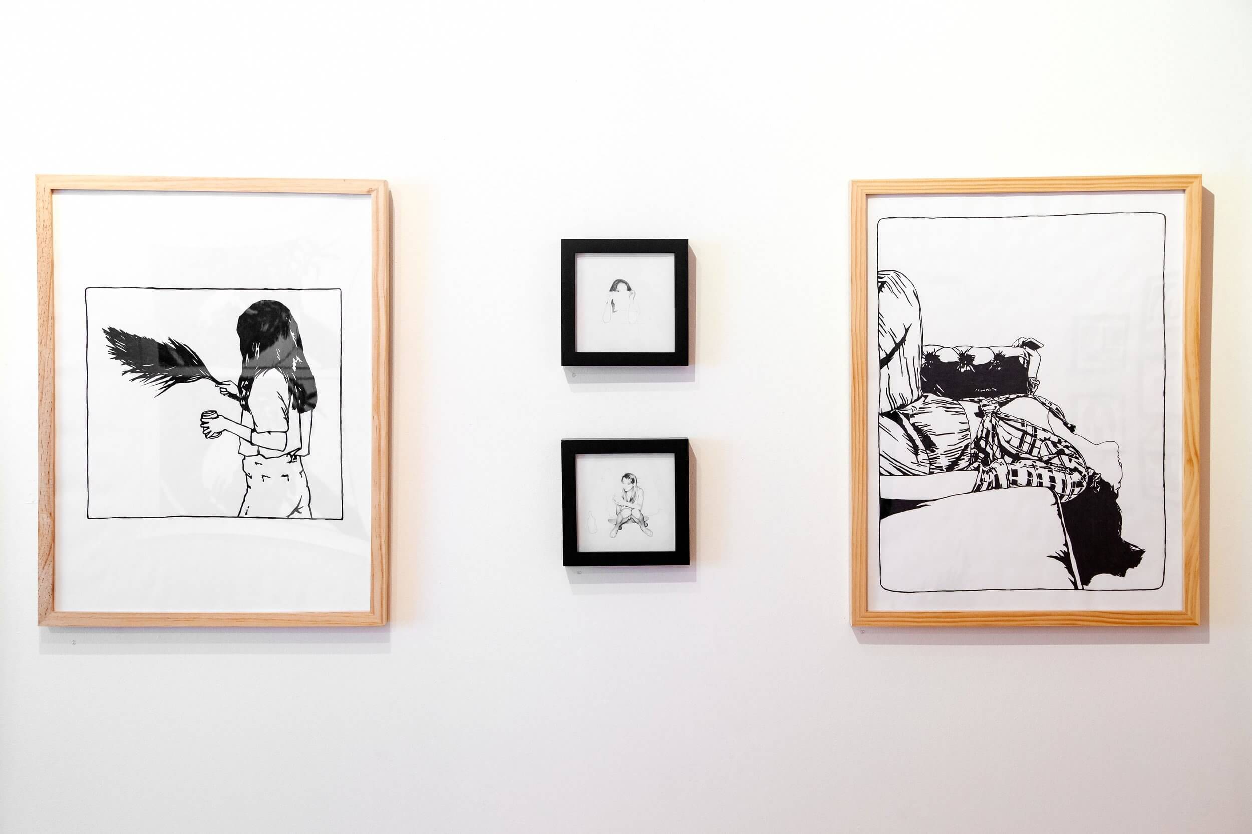 Art by Emma Wasielke - Installation view from "Diary of Days" Ink on Paper, pencil on paper, 2018